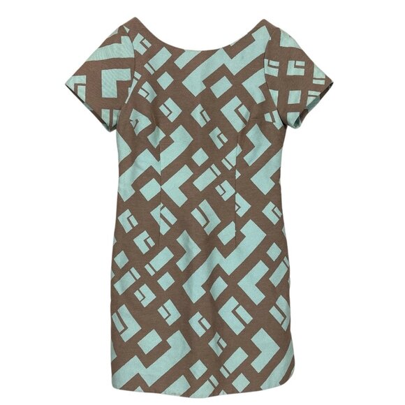 Plenty by Tracy Reese Geo Print Cocktail Dress Brown Seafoam Mint Green Size 10 - Picture 9 of 9